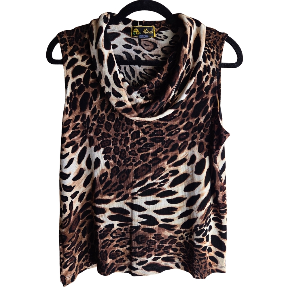 Mirasol Leopard Print Cowl Neck Sleeveless Top
